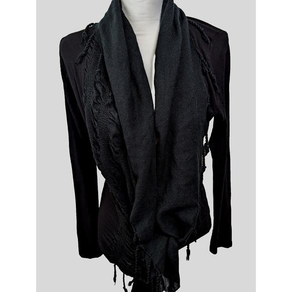 Love Couture Cardigan Shawl Collar Rayon,/Span Corded Intermittent Fringe Size L - Picture 1 of 6